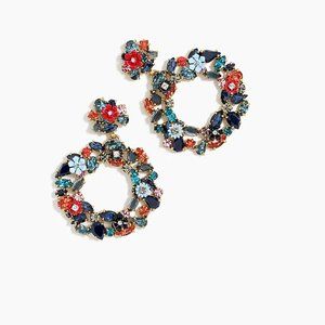 Colorful floral hoop earrings